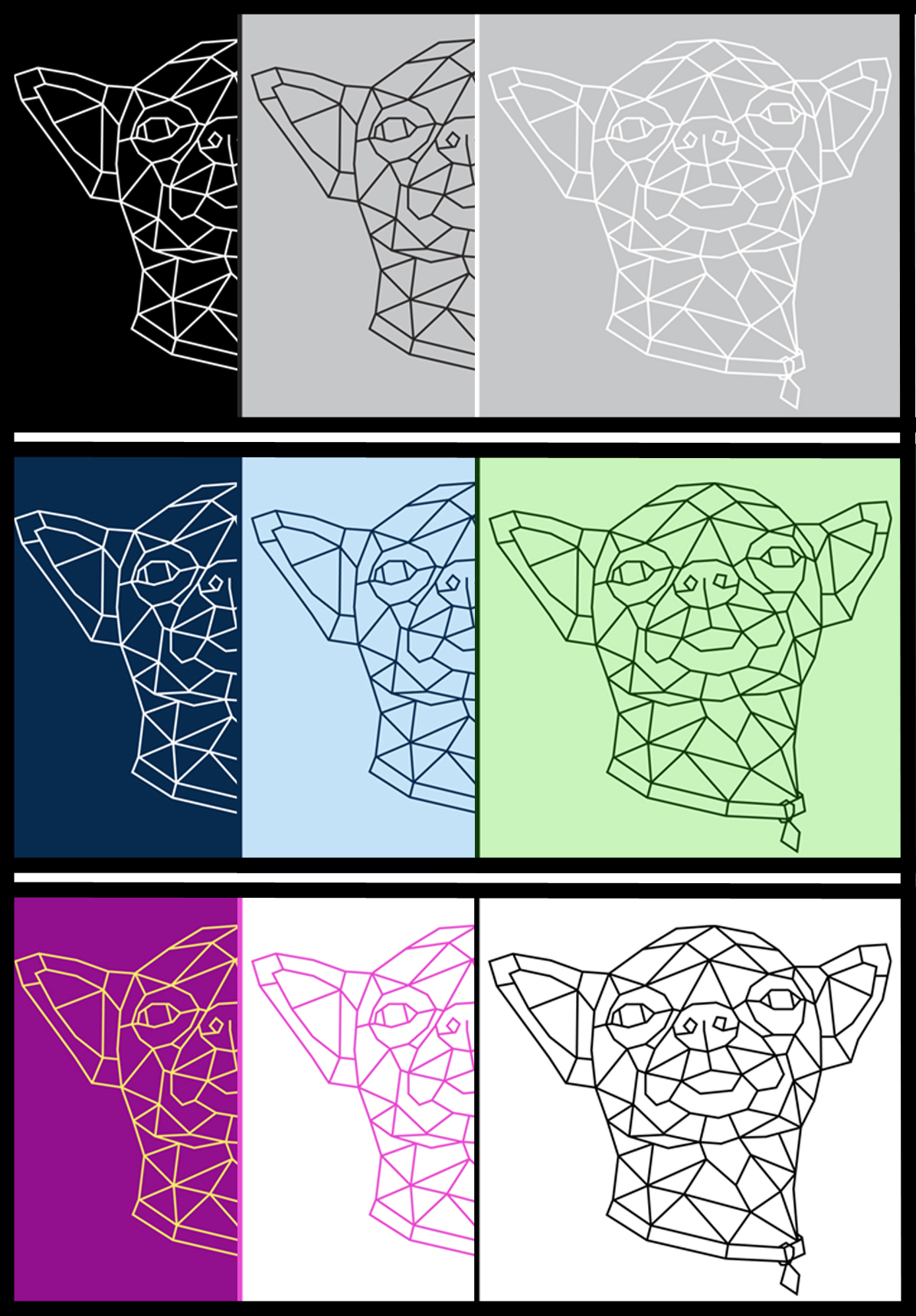 Geometrisch ontwerpen - gebruik van kleuren : www.mariellescreaties.nl