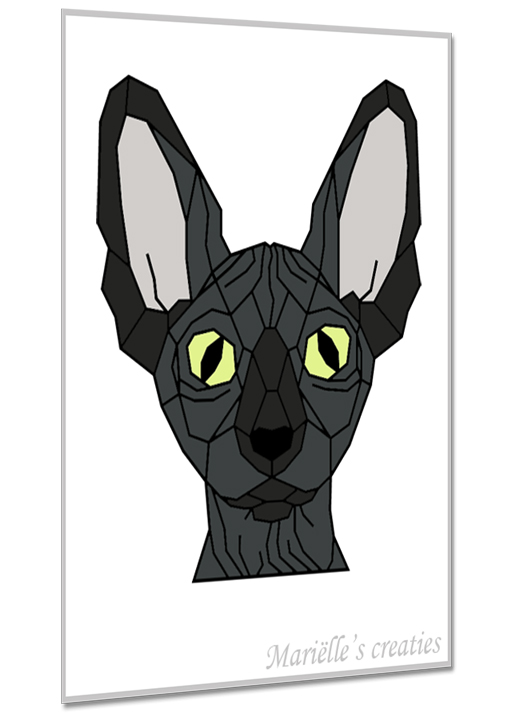 Geometric design - Marielles creaties: animals/cats/hairless cat/sphynx