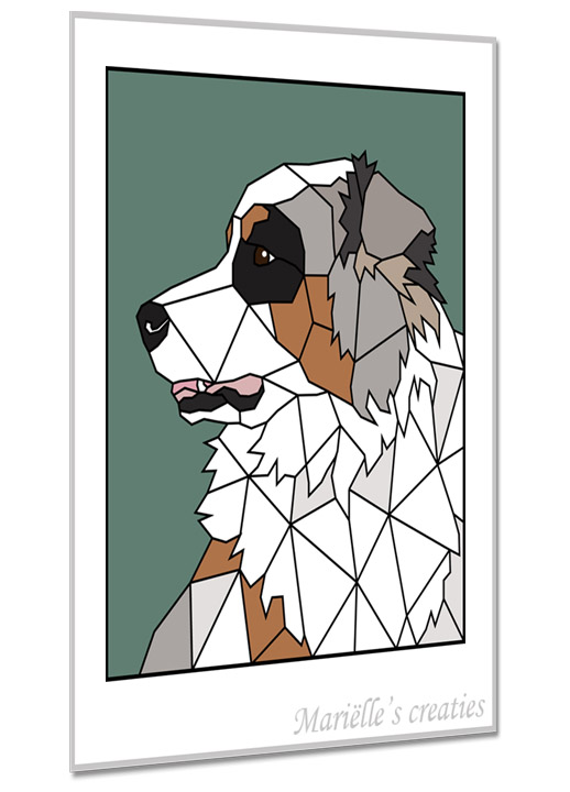 Geometric design - Marielles creaties: Animals/Dogs/Australian shepherd/Aussie 