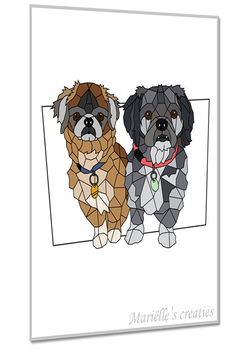 Geometric design - Marielles creaties: Animals/Dogs/Crossbreed portrait small dogs