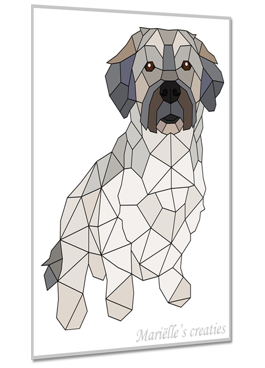Geometric design - Marielles creaties: Crossbreed Dachshund x Maltese