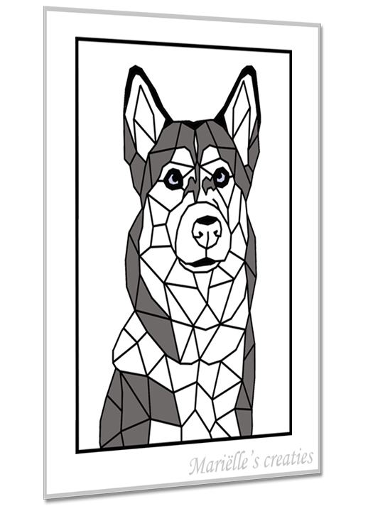 Geometric design - Marielles creaties: animals/dogs/large dog/husky
