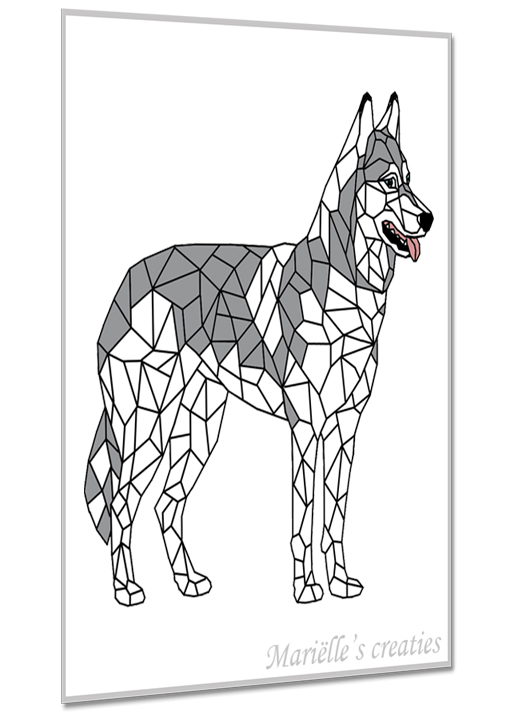 Geometric design - Marielles creaties: animals/dogs/large dog/husky
