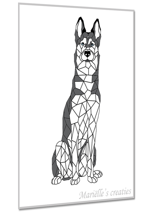 Geometric design - Marielles creaties: animals/dogs/large dog/husky