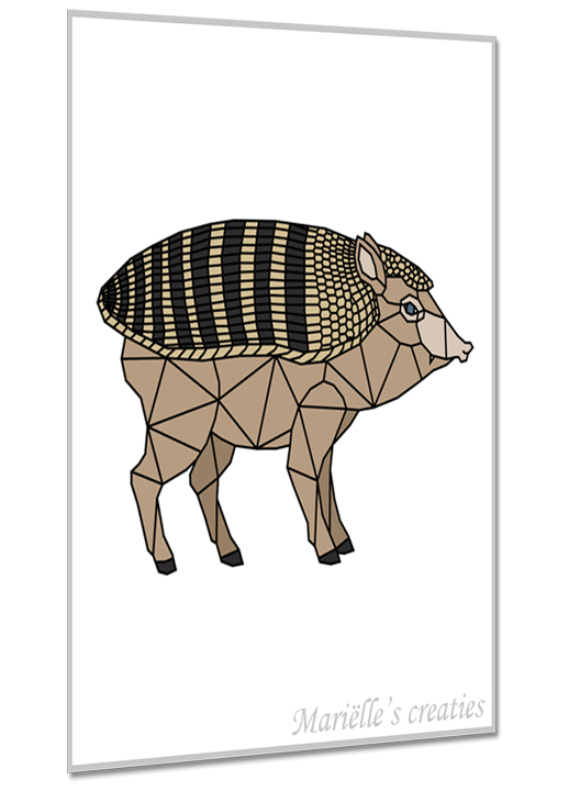 Geometric design - Marielles creaties: Extinct animals/Armadillo species