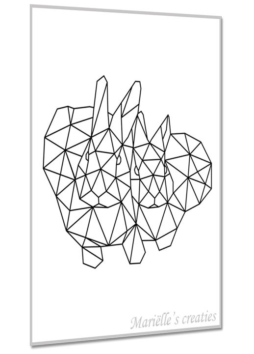 Geometric design - Marielles creaties: animals/rabbit/Loffelohr