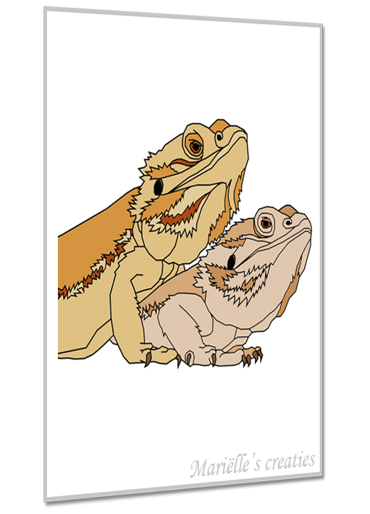 Geometric design - Marielles creaties: animals/reptiles/lizard/bearded dragon/pogona viticeps/large giant bearded dragons