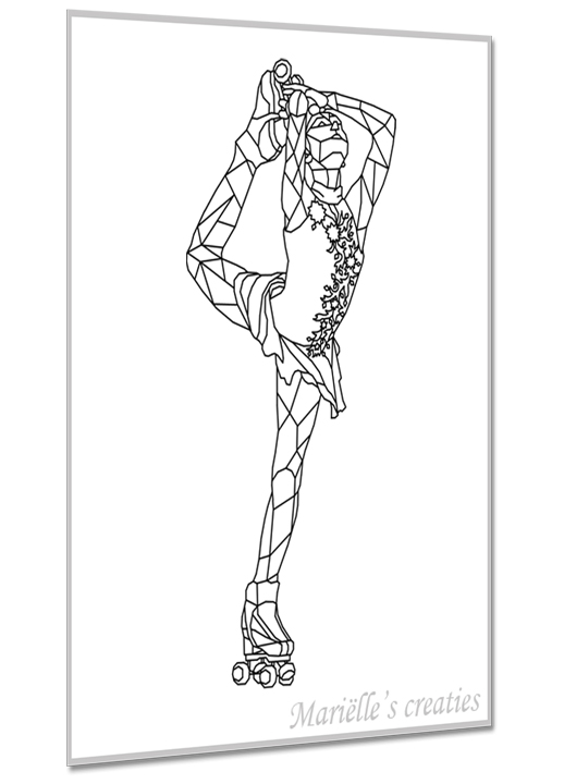 Geometric design - Marielles creaties: mensen/people/roller skating/sports/sporters/athlete