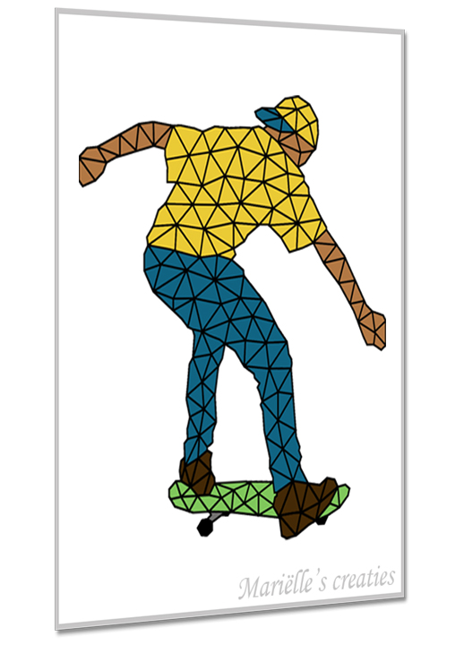 Geometric design - Marielles creaties: People/Mesnen/Children/Sports/Skateboarder